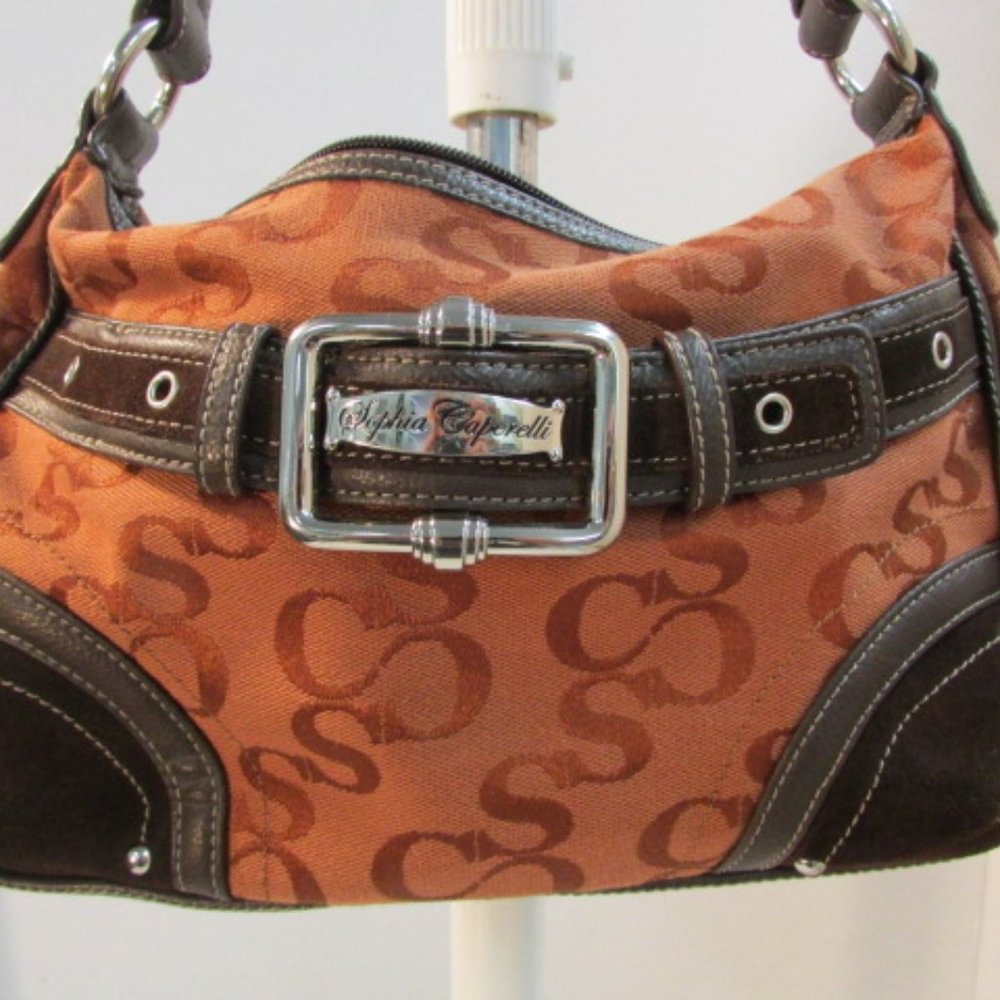 Sophia Caperelli Rust-Brown Canvas Shoulder Bag